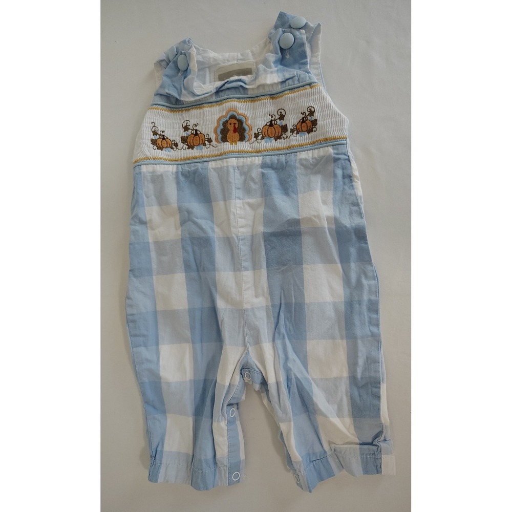 Lil Cactus Thanksgiving Turkey Light Blue Rompers Size 3-6 Months - 100% Cotton
